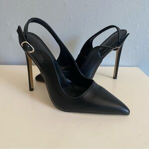 Black ankle strap pumps